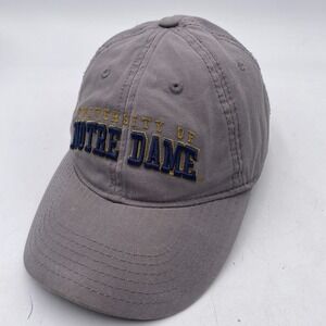 Notre Dame Fighting Irish Hat Gray Cotton Clean Up Strapback Legacy Slouch Dad